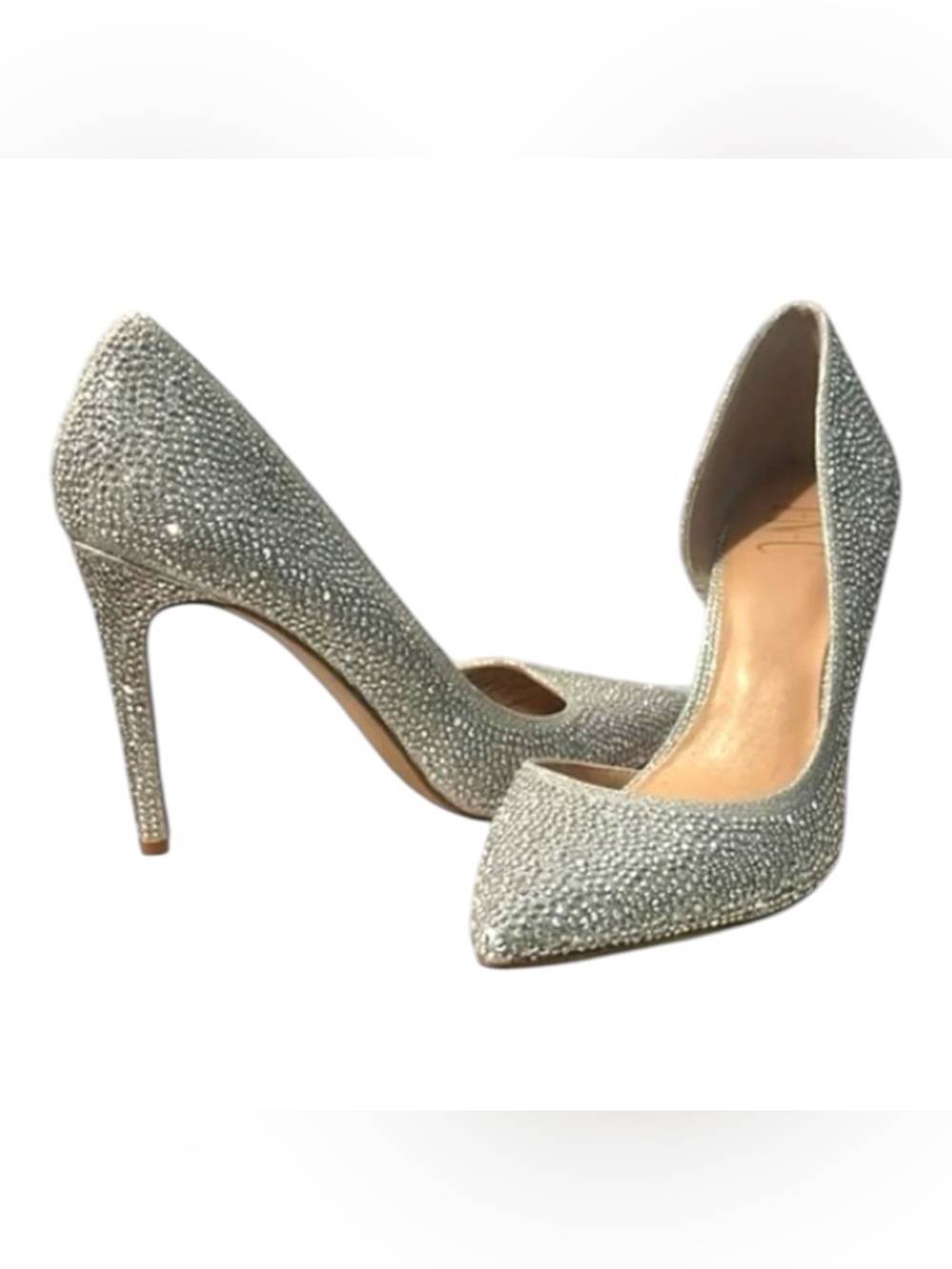 INC International Concepts Elegant Silver Bejeweled Stiletto Heels Size 6M